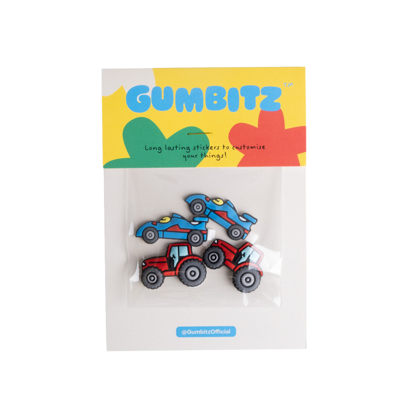 Gumbitz Wheels and Wheels - Blue Race Cars & Red Tractors