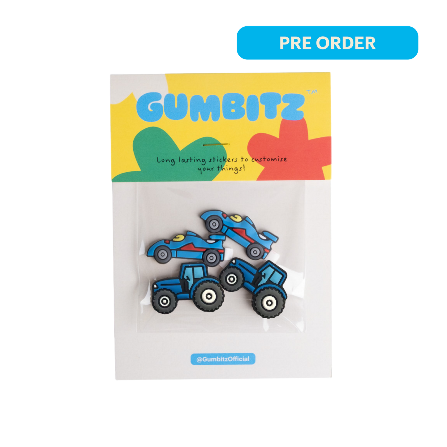Gumbitz Wheels and Wheels - Blue Race Cars & Blue Tractors (Pre Order)