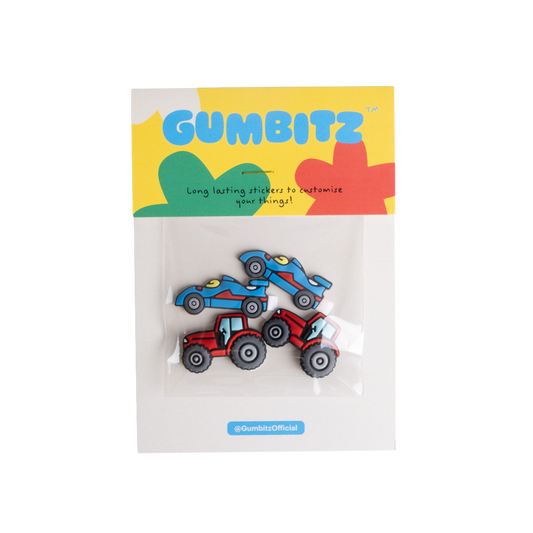 Gumbitz Wheels and Wheels - Blue Race Cars & Red Tractors