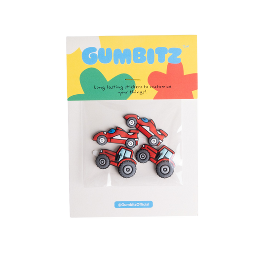 Gumbitz Gumboot Pack - Wheels and Wheels - Red Race Car & Red Tractors